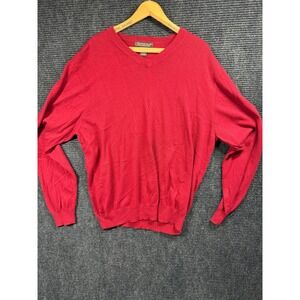 Chatham Road Mens XL Red Cotton Cashmere Blend V-Neck Long Sleeve Sweater